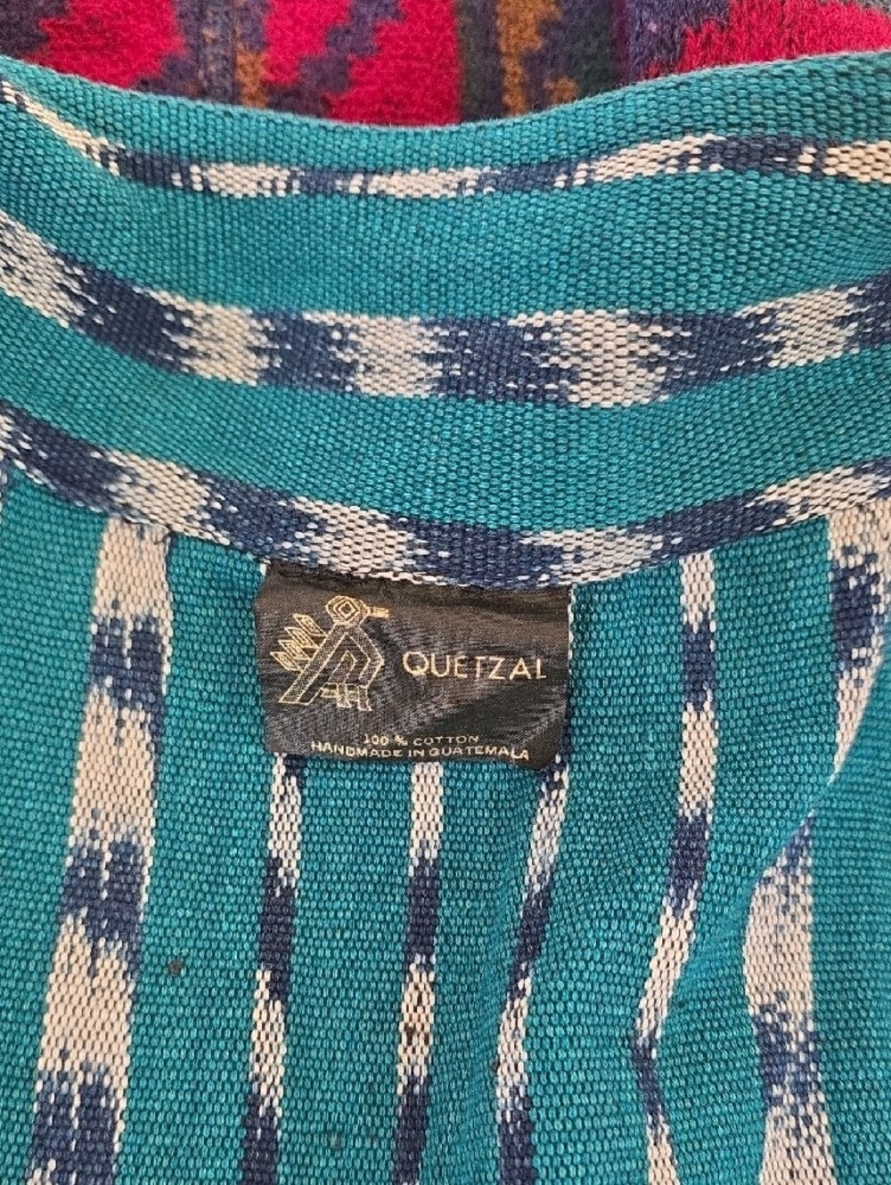 Multi Color Southwestern Aztec Open Front Jacket Wool 2 Button Vest Medium - Picture 9 of 13